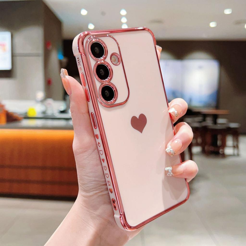 Подходит для Samsung S25ULTRA Боковая гальванизация Любовь Чехол для мобильного телефона A14 Силиконовый Все включено A54 Защитный чехол
