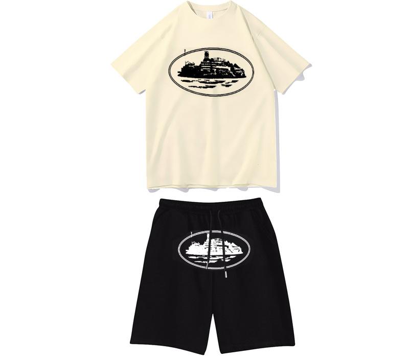 Cross-border T-shirts, pullovers, European and American Alcatraz Island unisex sweatshirts and sweatpants sets, street hip-hop outfits