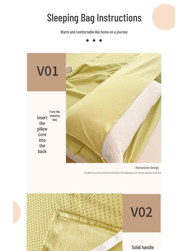Набор из 3 предметов: Хлопковый дорожный спальный мешок и пододеяльник - Портативный, Защищающий от грязи, для деловых поездок