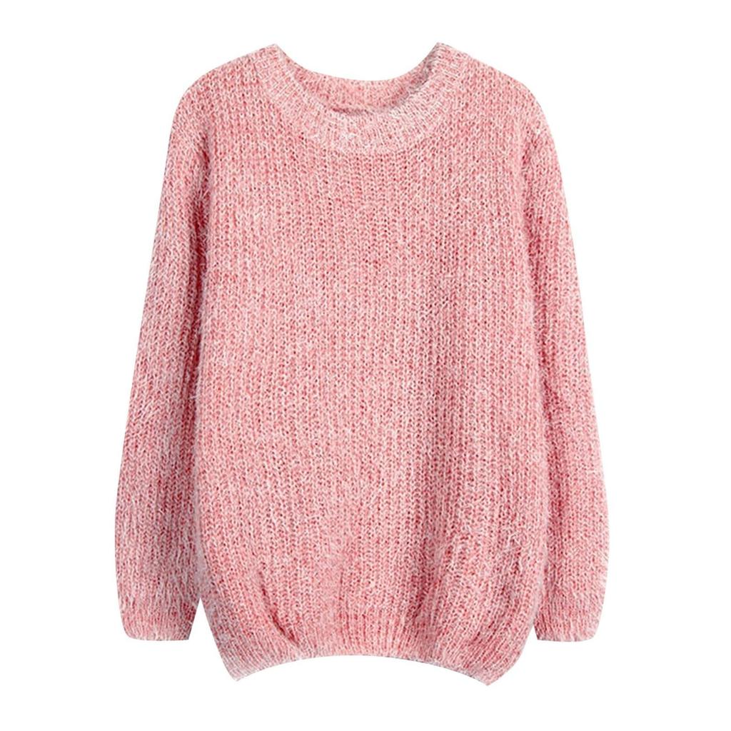 Женский свитер, нижняя часть рубашки, свободный мохеровый женский вязаный свитер, круглый вырез, свитер