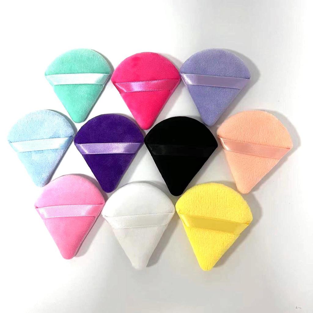 Треугольная бархатная пуховка для макияжа - Супермягкая, двухсторонняя для нанесения сухой и рассыпчатой пудры