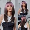 Straight Hair Pink Gradient Dark Brown Cosplay Punk Full-Head Wig Wig Fashion Bangs Long