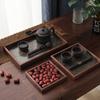 Vintage Wood Crabapple Glass Walnut Snack Storage Box Rectangular Tea Tray Dried Fruit Dim Sum Tray Household Tray