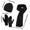 3 In 1 Knitted Cap Solid Color Touchscreen Gloves Simple Winter Cable Beanie Hat for 3Pcs/Set Men