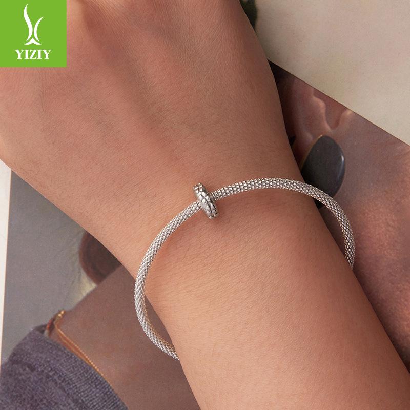 Four-Leaf Clover Silicone Positioning Bracelet Beads, Simple Leaf S925 Sterling Silver Beads Beads