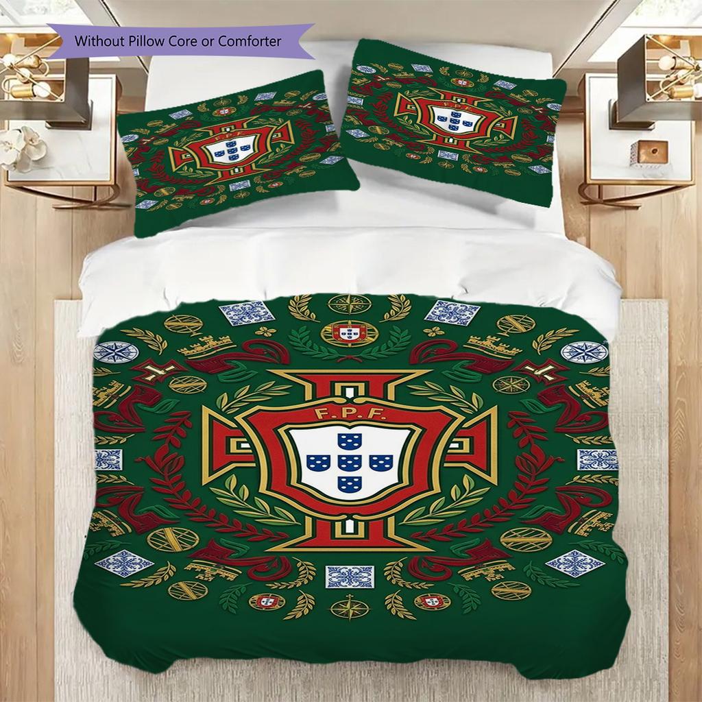 Portuguese Heritage Emblem Bedding (1 * duvet cover + 2 * pillowcase, without core) Soft and comfortable Christmas birthday gift