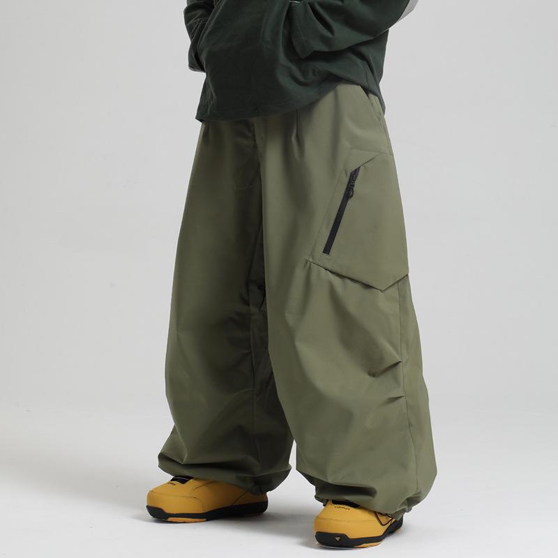 New Unisex Windproof Waterproof Ski Pants - Warm, Solid Color, Loose Fit for Outdoor Snowboarding