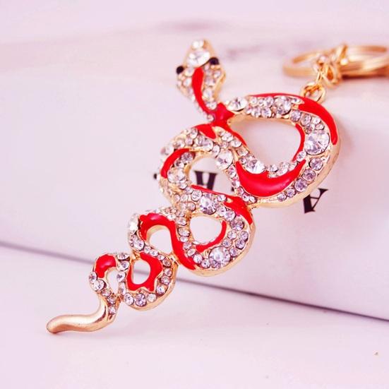 Keychain Shiny Rhinestones Snake Shape Key Ring Decorative Car Key Holder Bag Handbag Charm