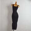 Pure Desire Style Gyaru Square Collar Knit vest Dress Women Spring and Summer Solid Sleeveless Split Slim fit Sheath Long Skirt