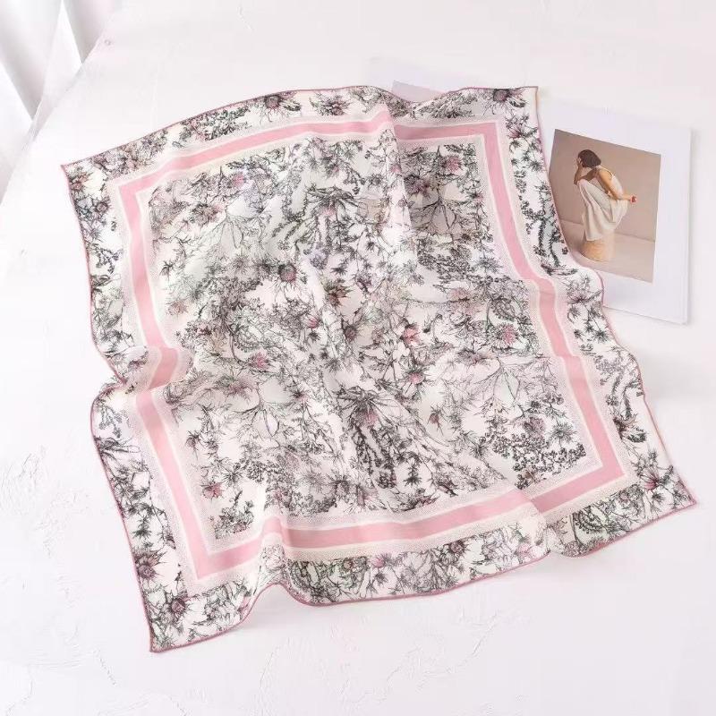 Spring and Summer New 100% Mulberry Silk Georgette Silk Scarf Women's Retro Lazy Chinese Square Scarf Premium Scarf Accessories