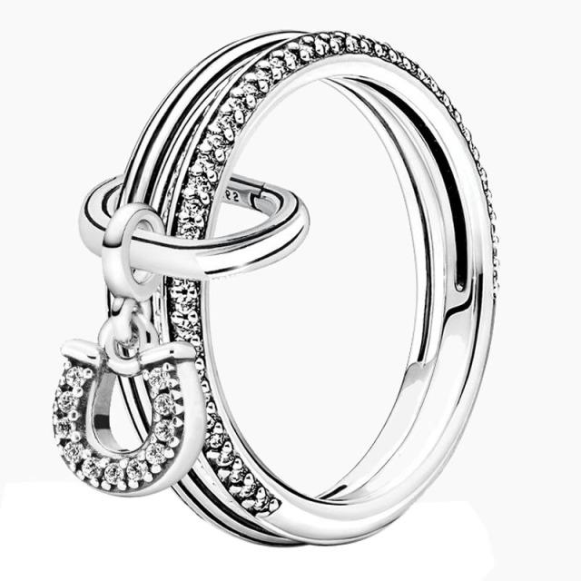Новое кольцо из стерлингового серебра 925 пробы, популярное у меня стильное кольцо Love Lucky Horseshoe, горящее пламя Lucky Bottle Cap, кольцо для женщин, ювелирное изделие в подарок