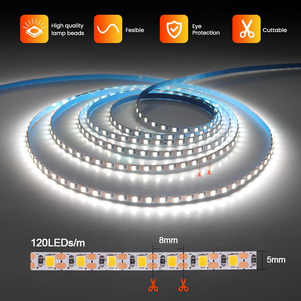5V USB LED Strip SMD 2835 120LEDs/m Natural Warm White LED Lights Strip 3MM 5MM 8MM PCB Width Flexible Tape for Room Decor