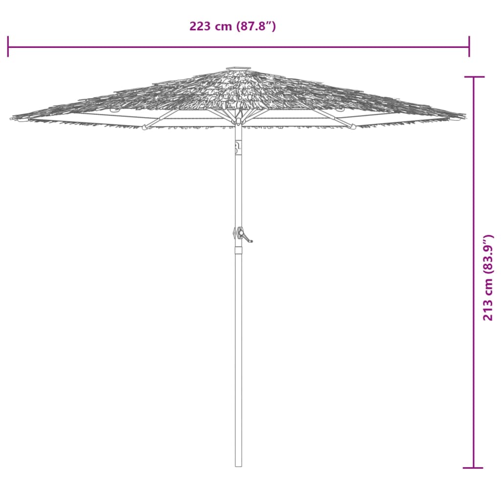 Brown Sun Umbrella with Steel Pole 223 x 223 x 213 cm