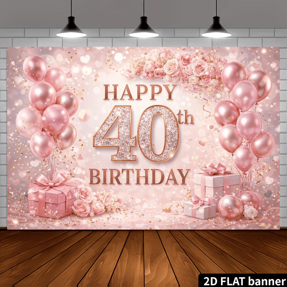 2D 40th Birthday Party Banner Background - Happy 40th Birthday Theme, Made of Polyester Material