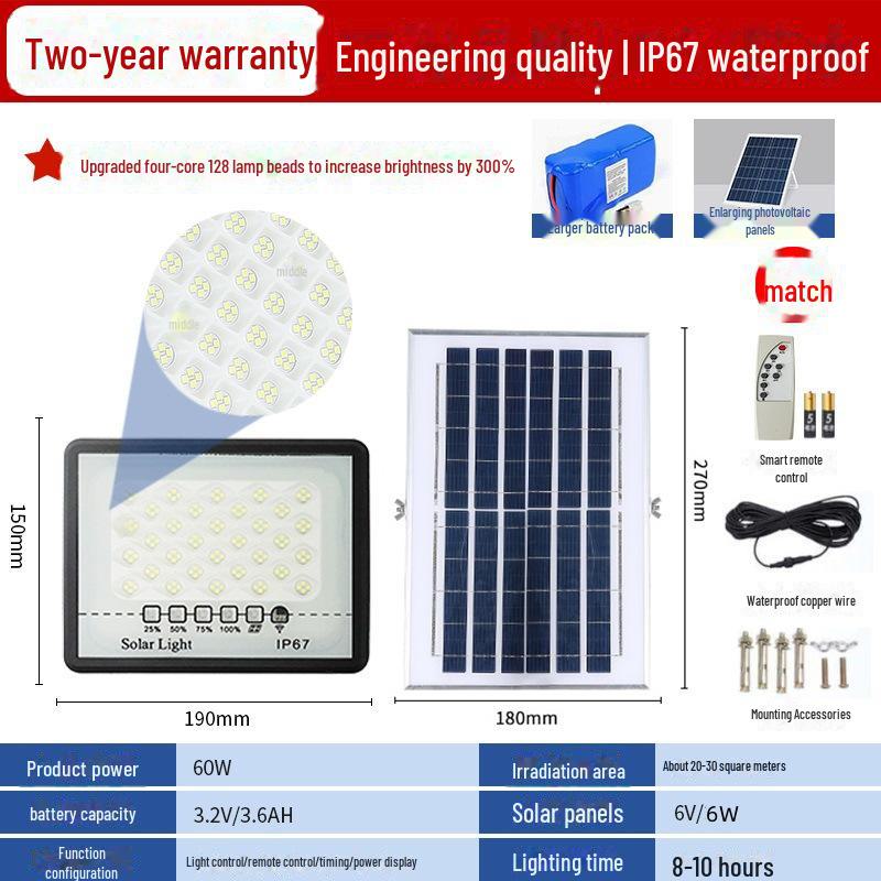 Diyiming Мощный водонепроницаемый солнечный светильник для внутреннего и наружного использования