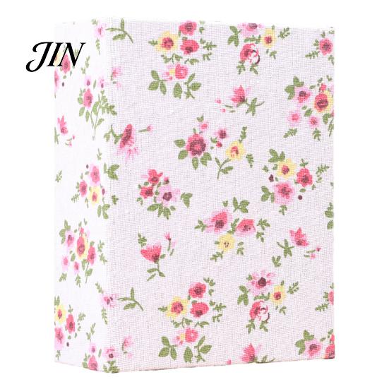 Literary Style Photo Album Mini Printed Fabric Slip-In Album, Portable Floral Print Scrapbook with Transparent Sleeve Pages, Lightweight Inner