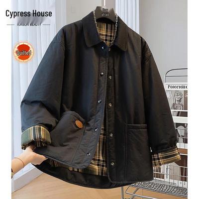 Женская хлопковая куртка в клетку свободного кроя Sibaishe