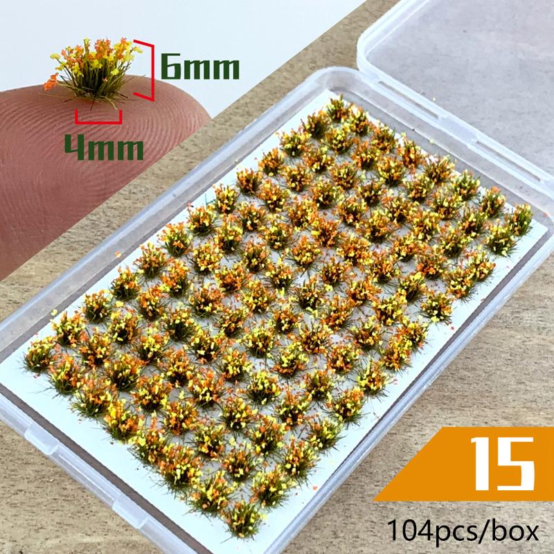 104pcs/box Static Grass Tuft Model Grass Tufts Terrain Model Kit Static Scenery Model Miniature Shrubs Bushes
