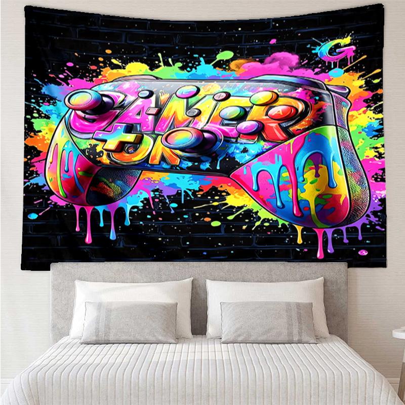 Neon Gaming Controller Tapestry Hanging for Bedroom,Livingroom, Playroom,Decor Art Room Wall Tapestry Holiday and Birthday Gifts