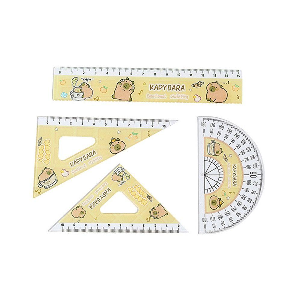4pcs/set Acrylic Soft Ruler Set Office Supplies Straight Ruler Creative Set Square  Cute
