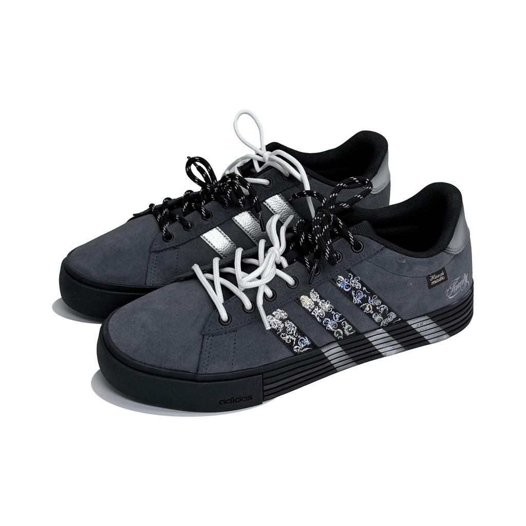Adidas Daily Abrasion Resistant Lightweight Slip Resistant Low top Skateboard Shoes Unisex Black Silver JI4355(Team1521-)