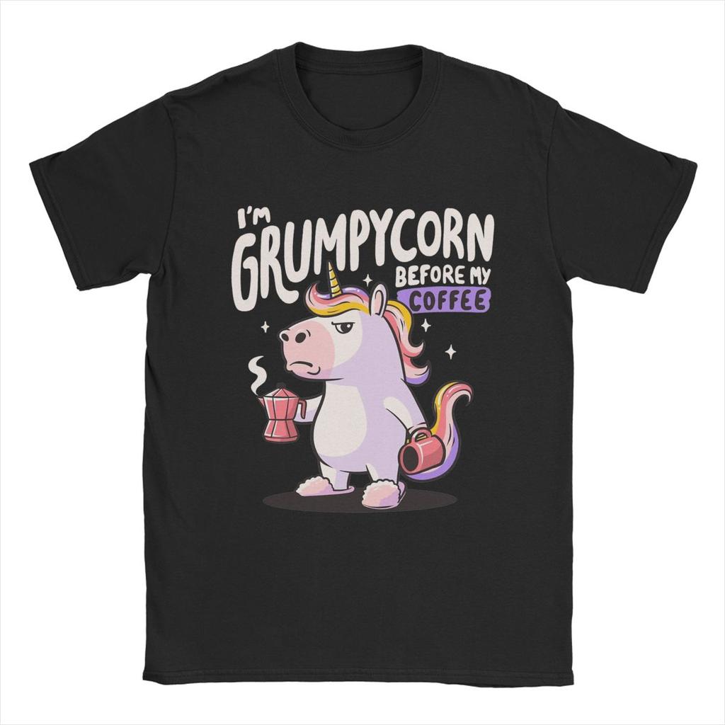 Мужская и женская Grumpycorn Cute Grumpy Unicorn Coffee Gift Shirt Outfit Новинка Хлопковая футболка Футболка Одежда Графическая печать