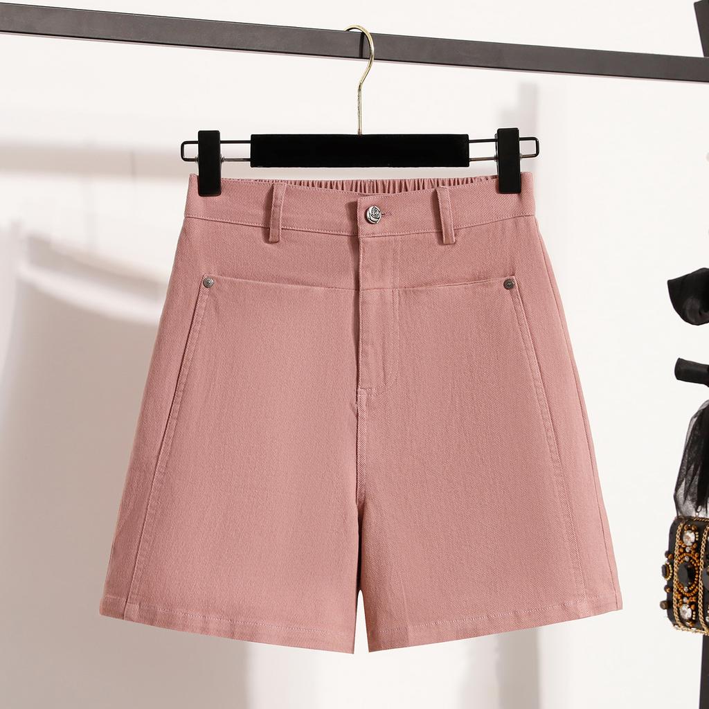 DIMANAF Plus Size 2025 Женские шорты, брюки, летние эластичные однотонные свободные джинсы-шаровары, короткие базовые брюки с высокой талией