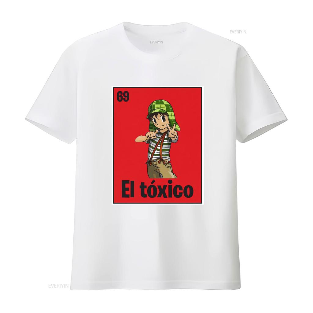 Loteria El Chavo Toxico T Shirt vintage Washed Soft graphic Stylish streetwear homme Slightly Casual Breathable Stretched