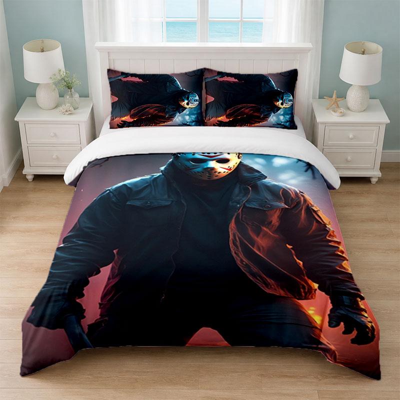Friday the 13th Jason Voorhees Bedroom 3Pcs Bedding Set Soft Bed Sheet Pillowcases Home Bedding Decoration