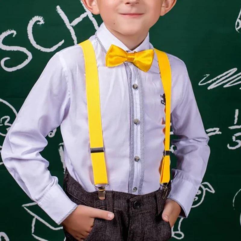 Эластичные детские подтяжки черного цвета, модные детские подтяжки для мальчиков и девочек, регулируемые подтяжки, детские свадебные галстуки, аксессуары