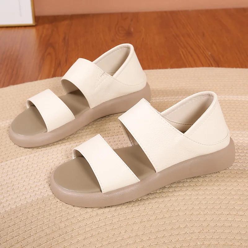Летние новые сандалии Fairy Style Soft Sole для женщин с двумя сумками и римскими пляжными сандалиями