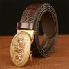 Men's Cowhide Belt Personality Retro Wolf Automatic Buckle Leather Belt Pant Belt for Jeans