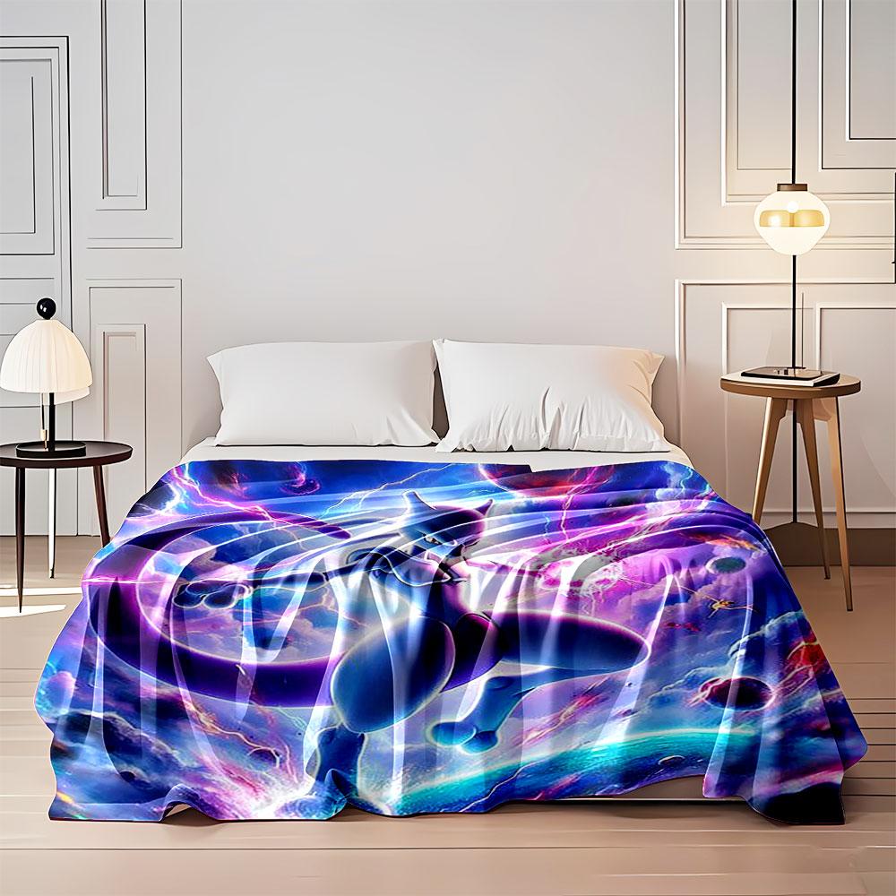 A glowing, humanoid figure with cosmic and lightning effects around. for all seasons blanket lunch break throw gift