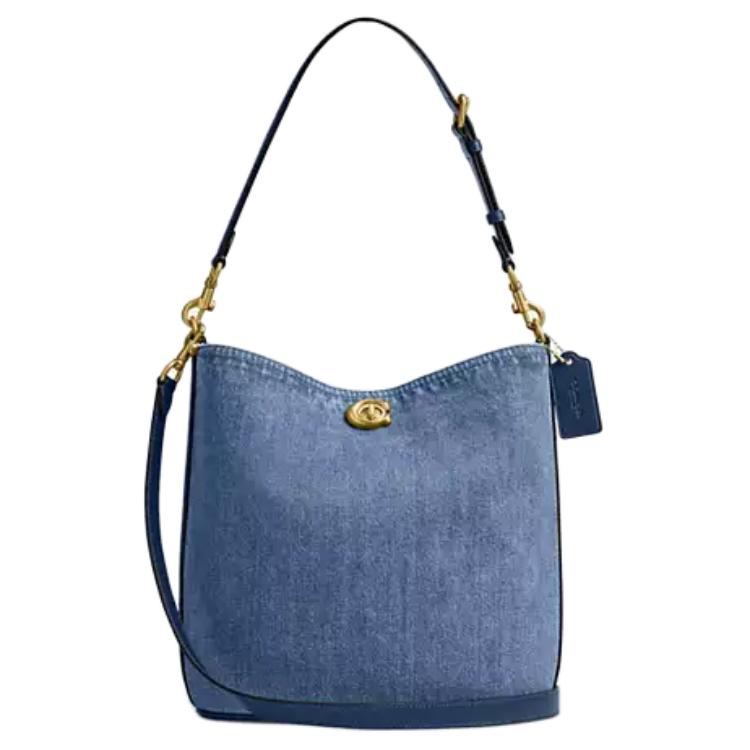 Coach Willow 27 Soft Logo Denim Bucket Bag Women bags Dark-Blue CAT44-B4RHO