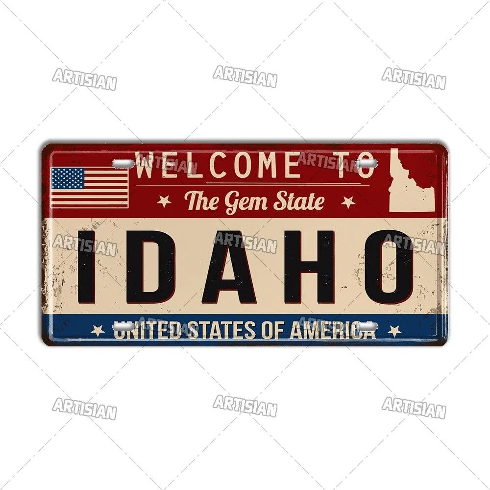 Artisian USA License Plate US Welcome To Metal Sign Landmark City State Decorative Plaque Wall Decor Garage Bar Pub Club Hotel