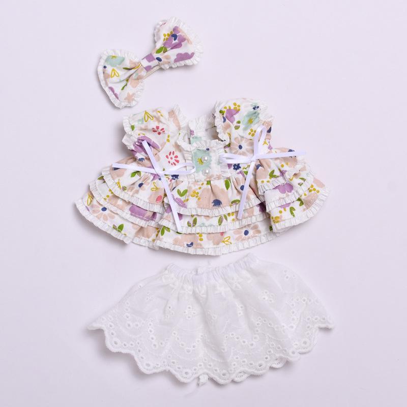 Одежда для куклы Baby Three 20 см, комплект цветочного платья с бантом на голову для куклы Baby Three 20 см, глухая коробка