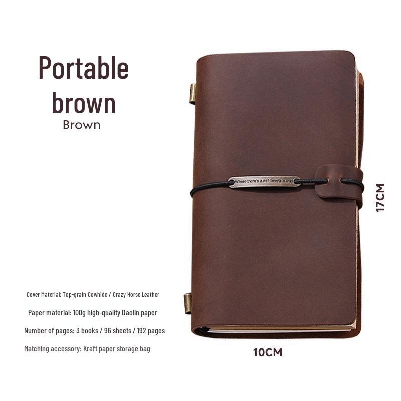 Genuine Leather Retro Traveler Notebook - Crazy Horse Finish, High-end Business Planner with Engraved Logo