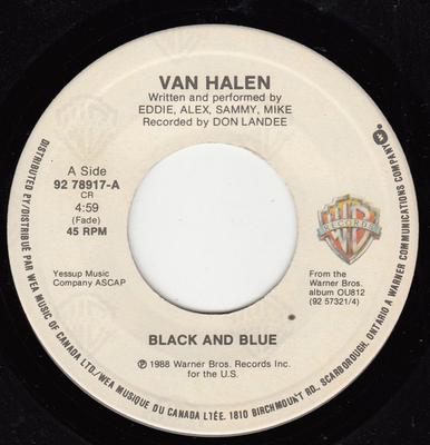7-дюймовая пластинка VAN HALEN Black And Blue 9278917 WARNER BROS. 1988 Канада Скала Использованная