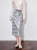 Dazzling Silver Sequin High-Waist Midi Skirt for Women - Autumn Fashion