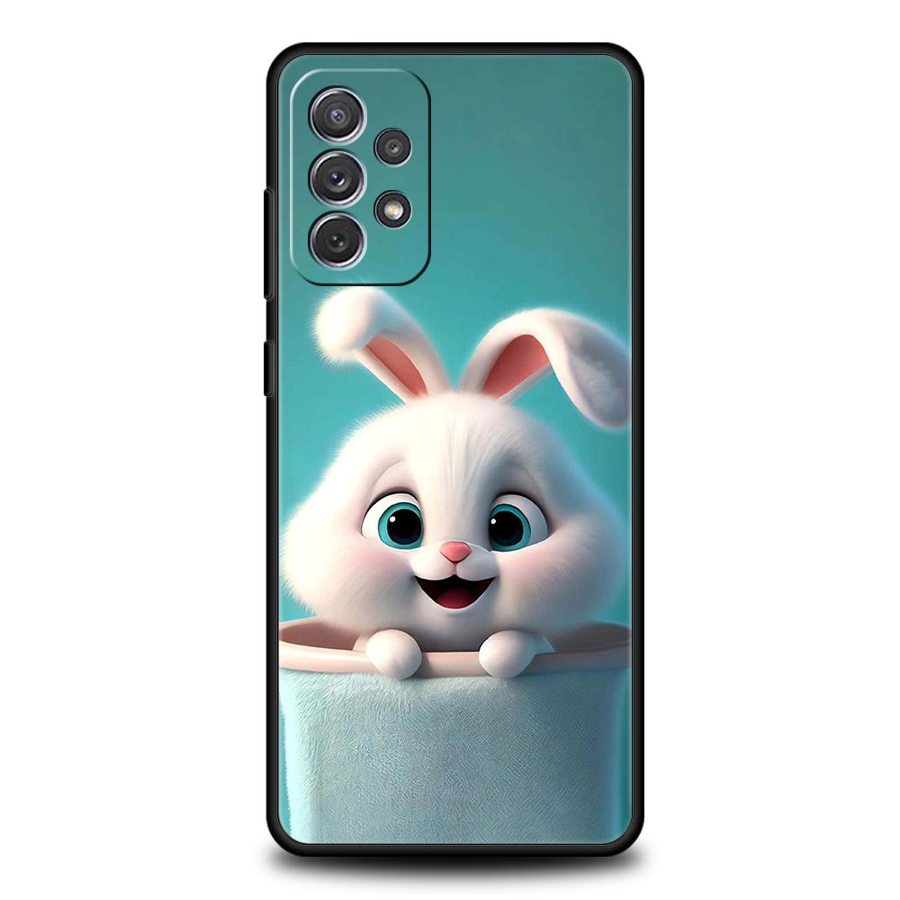 Милый Кролик в Фиолетовой Шляпе Чехол для Телефона для Samsung Galaxy A15 A14 A25 A54 A34 A51 A71 A72 A73 A32 A52 A52S A21S 5G TPU Чехол