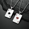 Lucky Spade Necklace: Hip-Hop Pendant with Red Heart and Playing Card Design