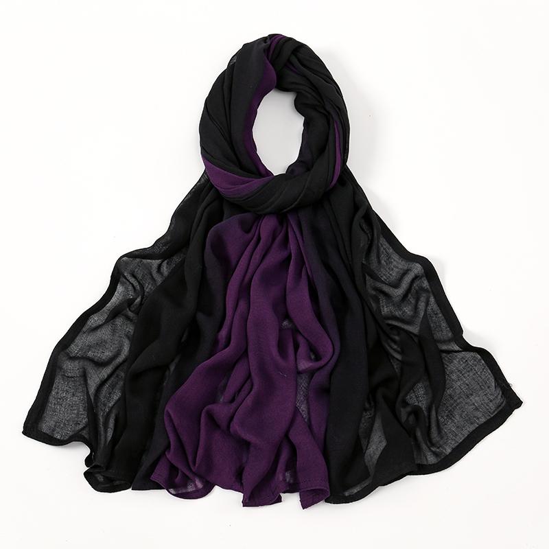 Ombre Modal Fabric Hijab Scarf Double Stitches Edge Cotton Viscose Muslim Women Scarf Soft Lightweight Shawl Rayon Scarf Hijab