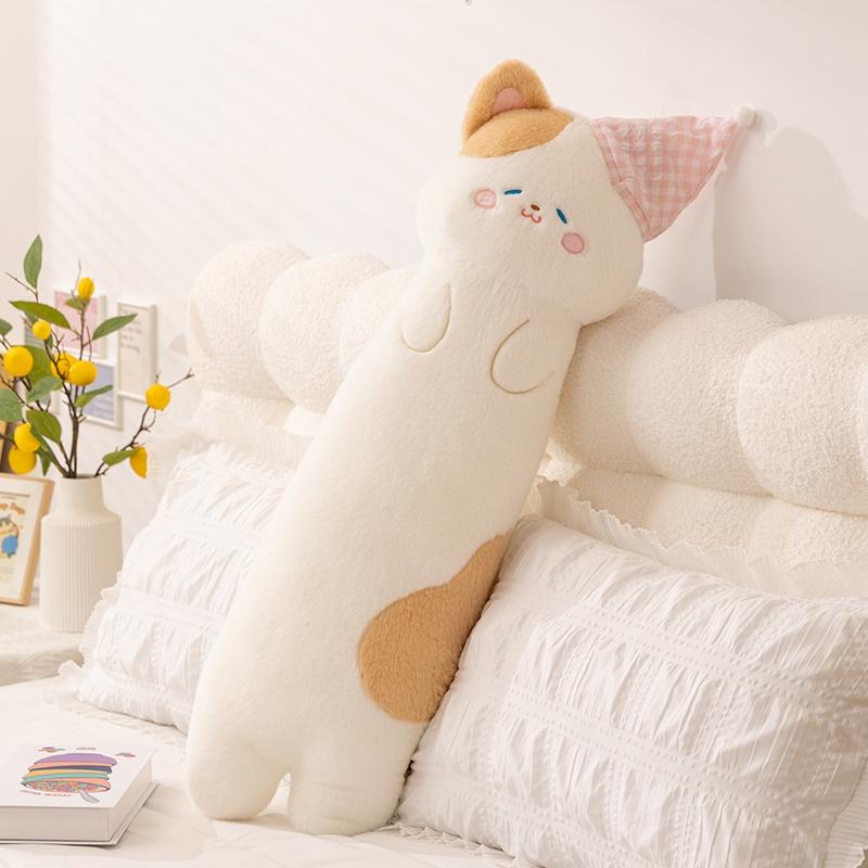 Adorable Long Pillow Pig Stuffed Animal Cat Bear Throw Pillow Accessory Cozy Huggable Plushies Bed Decoration Birthday Gifts