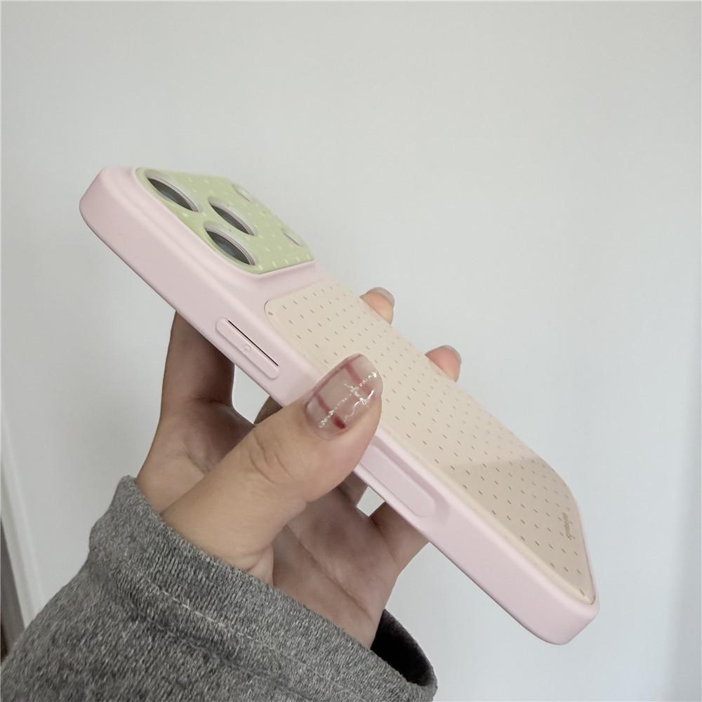 Розовый чехол для iPhone в корейском стиле в горошек для 16 Pro Max/15/14/13