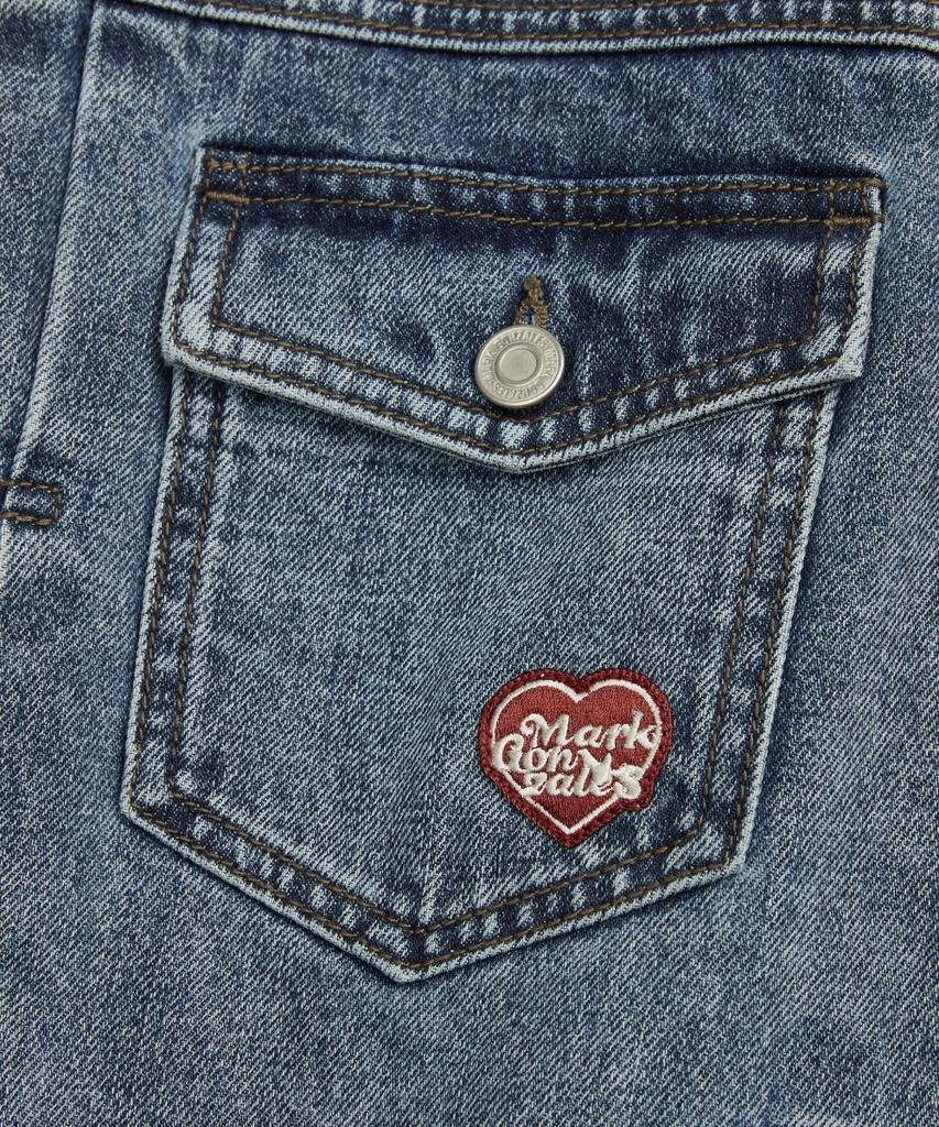 Mark Gonzales Heart Collection Washed Denim Jacket - L/Blue