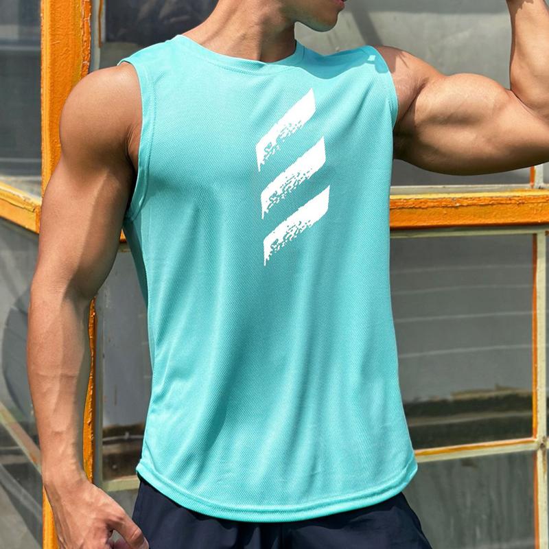 Men Stretch Quick Dry Vest Fitness Sports Casual Sleeveless Shirt