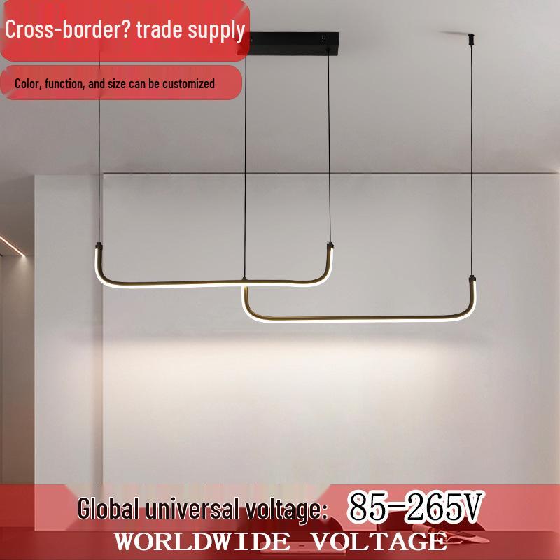 Минималистичная итальянская черная светодиодная люстра: Изящная длинная полоса для ресторана, бара, офиса