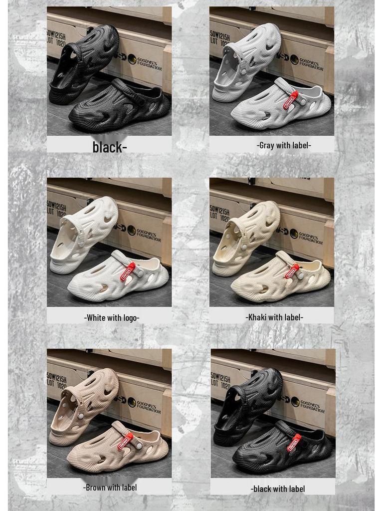 Мужские сандалии с кокосовым отверстием, нескользящие, для улицы, пляжные - летние шлепанцы Баотоу