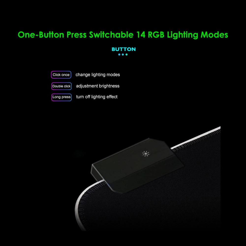 Светодиодный RGB коврик для мыши Коврик для мыши 14 режимов освещения Игровой Очень большой мягкий удлиненный нескользящий коврик для мыши для ПК, ноутбука