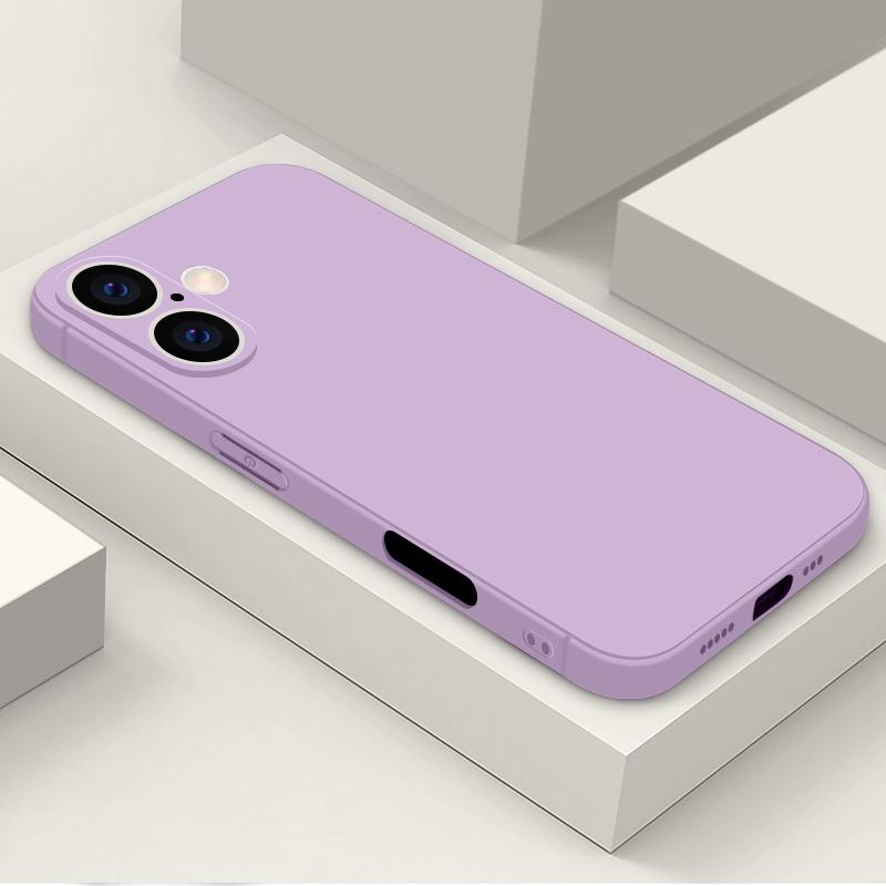 Liquid Silicone Shockproof Matte Case For iPhone 16E 16 Pro Max 15 Plus 14 Pro 13 12 11 Pure Color Slim Soft Anti-Fall Phone Cover